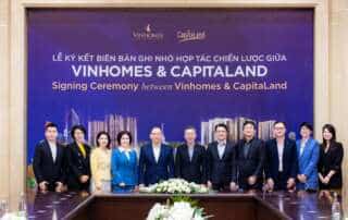 Lễ ký kết hợp tác chiến lược giữa Vinhomes và CapitaLand, triển khai dự án The Fullton CapitaLand ở Hưng Yên.