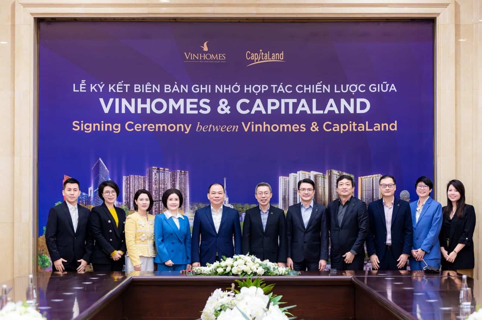 Lễ ký kết hợp tác chiến lược giữa Vinhomes và CapitaLand, triển khai dự án The Fullton CapitaLand ở Hưng Yên.